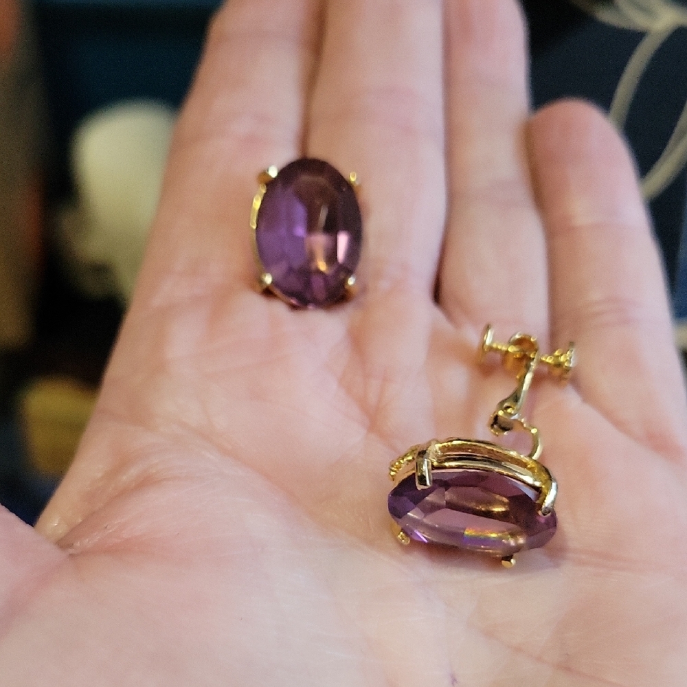 MCM  Clip~ Screw On~ Stone~ Earrings